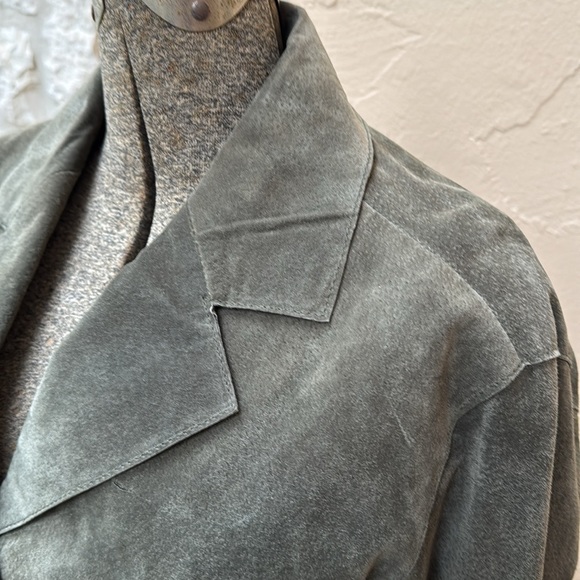 Chico’s Forest Green Suede Leather Jacket Size 2 (12-14) Medium - Picture 4 of 11